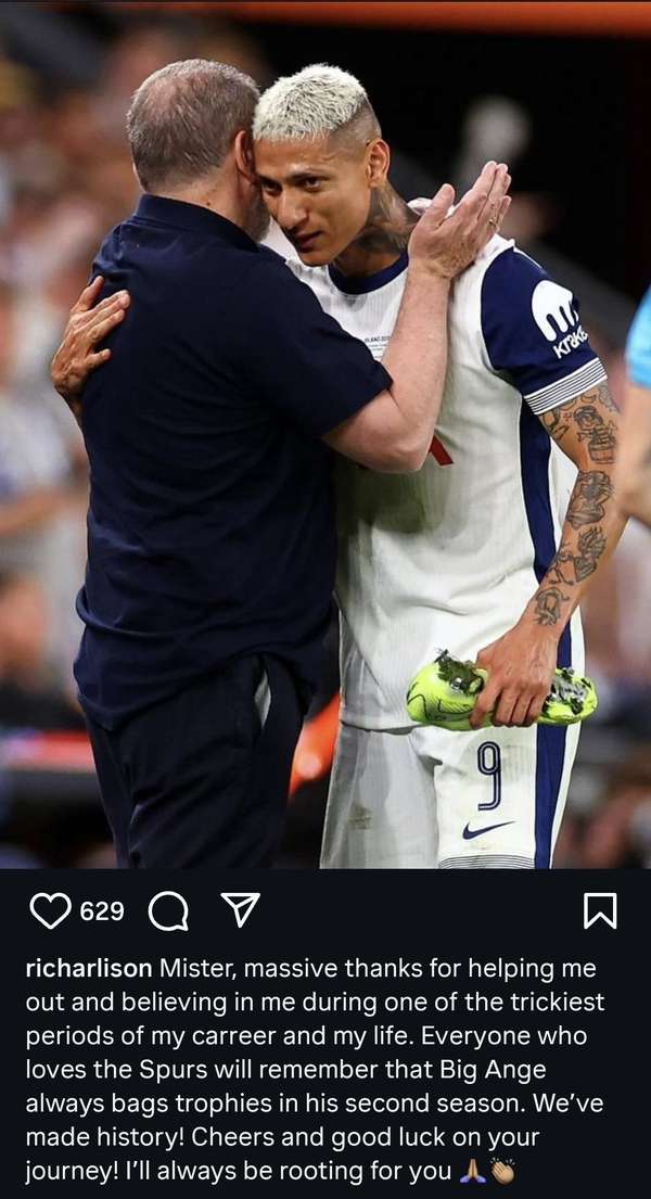 巴西射手温情告别主帅 波斯特科格鲁热刺时代画上句点