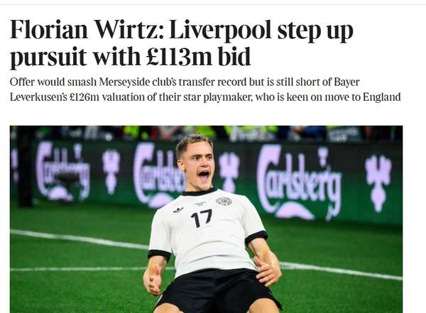 天价转会进入倒计时：利物浦与勒沃库森就维尔茨转会费差距缩至2000万欧
