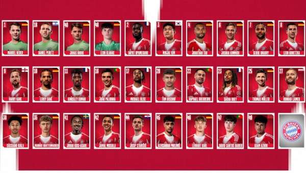 拜仁慕尼黑公布世俱杯阵容：锋线双星领衔，新援悉数入选