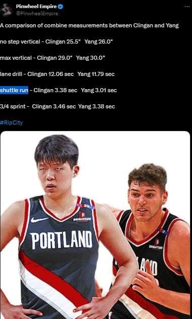 联合试训数据揭示：杨瀚森多项体测指标力压克林根